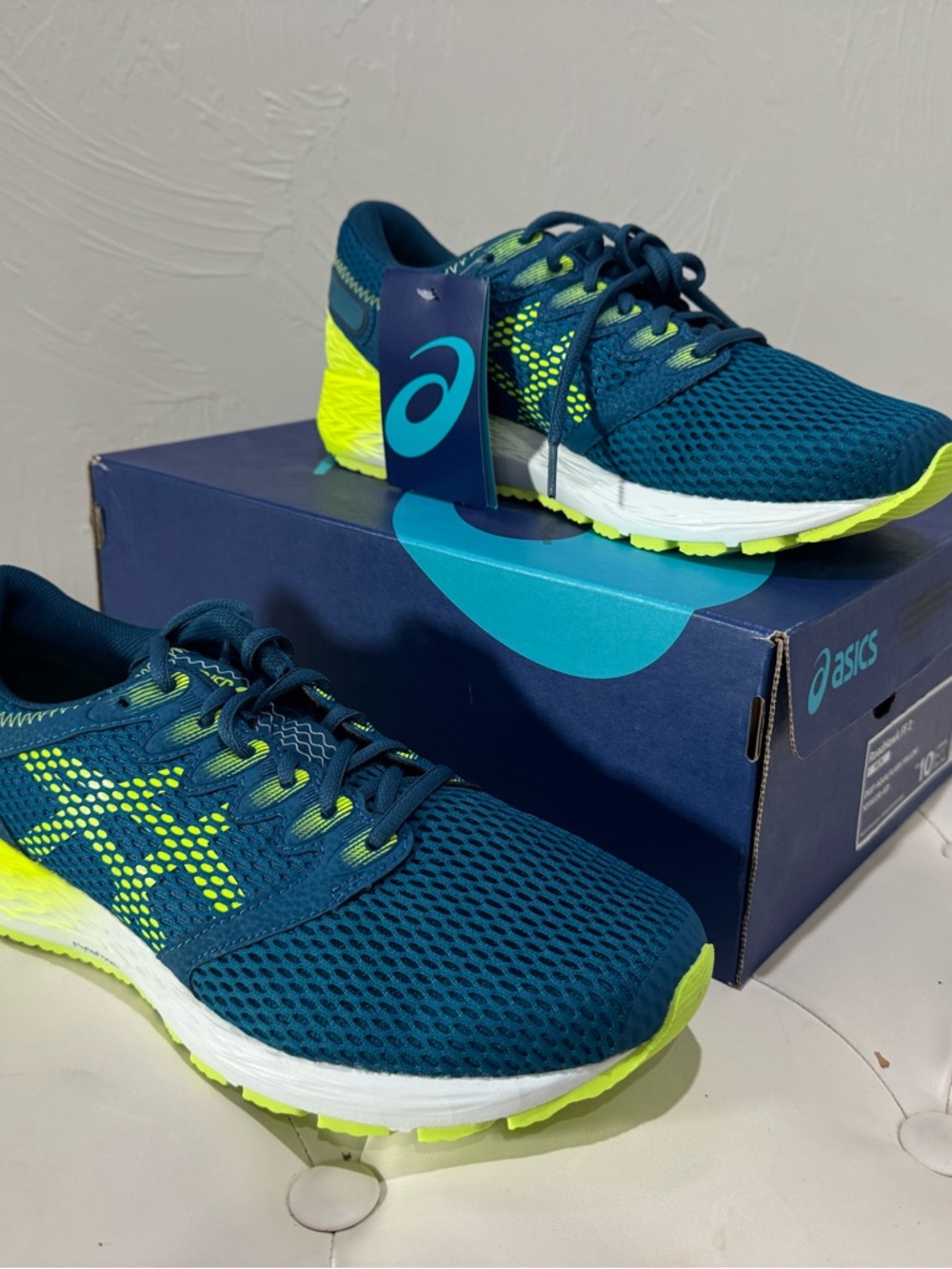 ASICS RoadHawk FF 2 Men's Running Shoes Deep Aqua Flash Yellow US Size 10